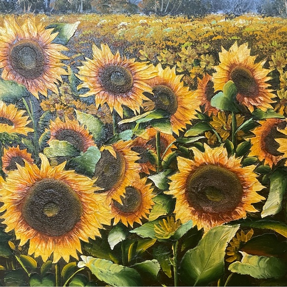 W. Mirkin Original Oil Painting – Sunflower Field (+ Professionally Framed) - Picture 2 of 9